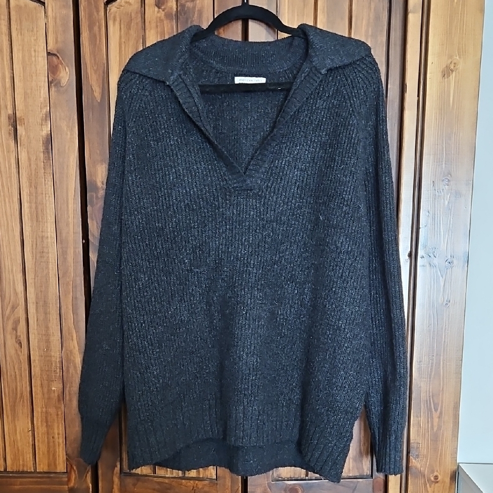American Eagle Outfitters Dark Gray Knit Sweater